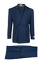 Tiglio Rosso Brand - Classic Suit Fit Pleated Pants Athletic Cut Real Wool Fabric Suit Peak Lapel Semi Wide leg Slack in Color French Blue