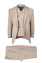 Tiglio Rosso Mens 3 Piece 100% Italian Wool Tan Suit – Classic Fit, Peak Lapel, Wide Leg Pants