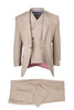Tiglio Rosso Mens 3 Piece 100% Italian Wool Tan Suit – Classic Fit, Peak Lapel, Wide Leg Pants