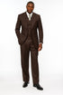 Tiglio Rosso Men’s Choclate Brown 3 Piece Suit –Double Breasted Vest with Classic 100% Wool Super 150's Fabric - Pleated Pants