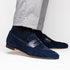 Zelli Tippa Suede and Calfskin Slip-On Penny Loafers in Navy