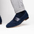 Zelli Tippa Suede and Calfskin Slip-On Penny Loafers in Navy