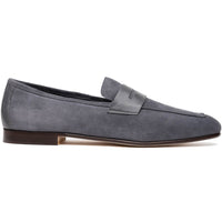 Zelli Tippa Suede and Calfskin Penny Loafers in Grey