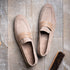 Zelli Tippa Suede and Calfskin Combination Penny Loafers in Taupe