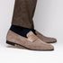 Zelli Tippa Suede and Calfskin Combination Penny Loafers in Taupe