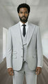 Statement Men's 3 Piece Modern Fit 100% Wool Suit - Peak Lapel