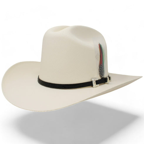 Tombstone 1,000X Straw Johnson Hat with Feathers