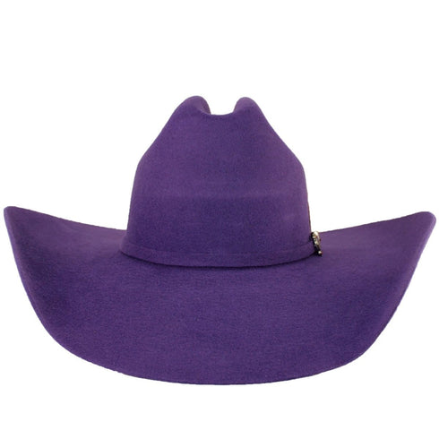 Stone 100X  Cowboy Felt Hat with Feathers Purple