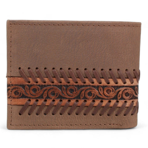 Tombstone Chiseled and Embroidered Genuine Leather Wallet Tan TOM-W234