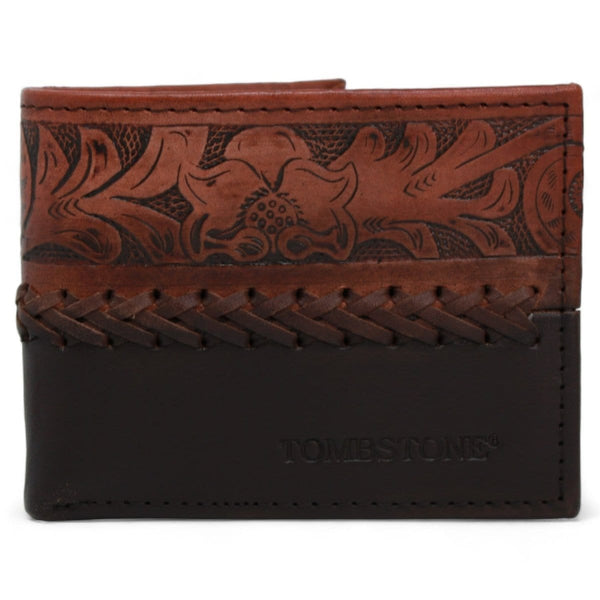 Tombstone Wallets Tombstone Genuine Leather Flower Chiseled Wallet TOM-W236