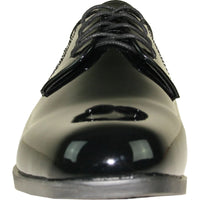 Bravo Mens Classic Formal Shiny Patent Tuxedo Shoe in Black