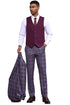 Men's Stacy Adams Bold Windowpane Plaid Print Vested Suit in Lavender & Purple