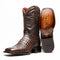 Marco Di Milano Tuscon Aged Brown Caiman Crocodile Square Toe Cowboy Boots