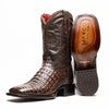 Marco Di Milano Tuscon Aged Brown Caiman Crocodile Square Toe Cowboy Boots