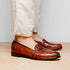 Zelli Tuscany Genuine Caiman Crocodile Penny Loafer in Cognac