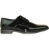 Bravo Mens Modern Pointy Square Toe Oxford Patent Tuxedo Shoe in Black