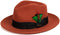 Gangster 100% Australian Wool Crushable Mens Fedora Hat - Removable Feather Gangster  Rust Mens Fedora Hat