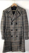 Mens Plaid Overcoat - Wool Peacoat - Plaid Topcoats Cream ~ Black ~ Red