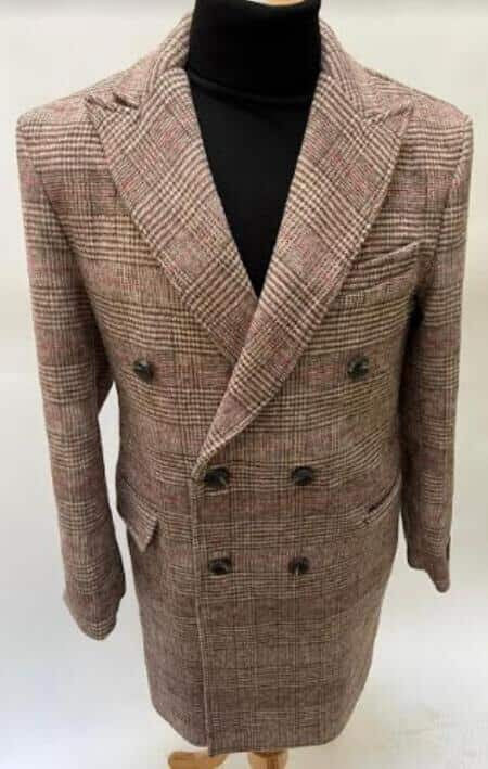 Mens Plaid Overcoat Brown Wool Peacoat – OvercoatUSA