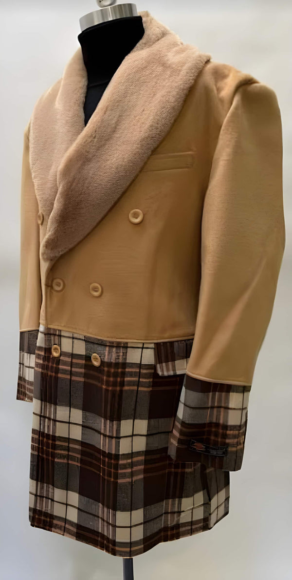 Mens Plaid Overcoat - Wool Peacoat - Plaid Topcoats