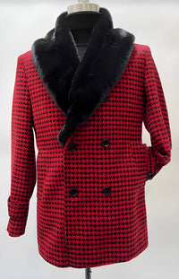 Mens Plaid Overcoat - Wool Peacoat - Plaid Topcoats