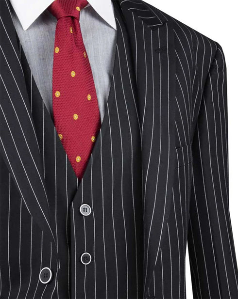 (44R/40W) Black Regular Fit 3 Piece Suit 2 Button Suit