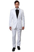 All White Mens Tuxedo -  Wedding Suit - Men's Slim Fit One Button Peak Lapel Wedding Tuxedo In White