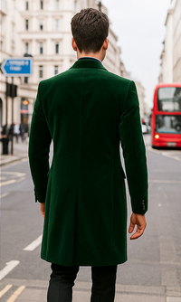 Velvet Long Coat - Velvet Car coat - Green Coat $199