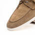 Zelli Venice Hand-Stitched Sueded Goatskin Boat Shoe in Taupe