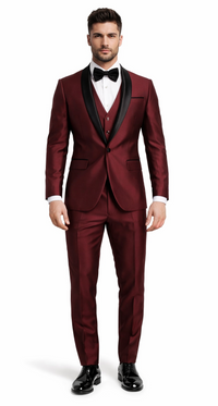 Men’s Versailles Burgundy Tuxedo 3-Piece Set with Shawl Lapel