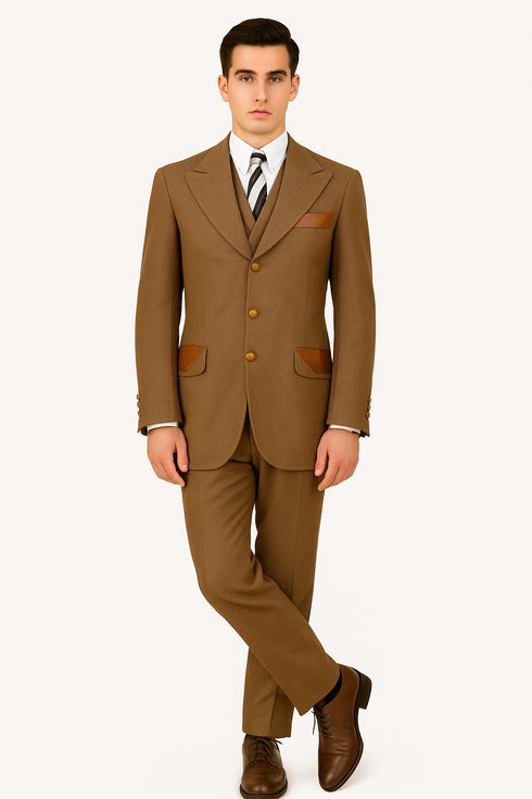 Denim Suit - Cotton Fabric Vested Suit - 3 Pieces Suit - Vested Fancy Suit