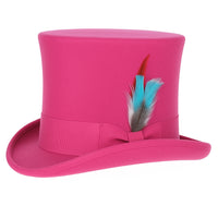 Victorian Steampunk Top Hat - 1800 19th Century - Dressy Loden Felt Top Hot Pink Fuschia Hat