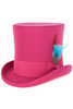 Victorian Steampunk Top Hat - 1800 19th Century - Dressy Loden Felt Top Hot Pink Fuschia Hat