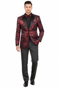 Posh Paisley Velvet Red Tuxedo Jacket