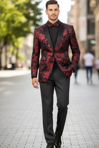 Posh Paisley Velvet Red Tuxedo Jacket