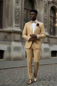 Light Gold Shawl Lapel Tuxedo by Spectrum – Elegant 3-Piece Formal Wear