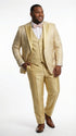 Vitali Mens Yellow Gold Designer Tuxedo Suit Set – Luxury Wedding Prom Formal Tuxedo with Vest Bow Tie in Champaign Color