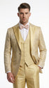 Vitali Mens Yellow Gold Designer Tuxedo Suit Set – Luxury Wedding Prom Formal Tuxedo with Vest Bow Tie in Champaign Color
