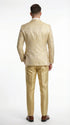 Vitali Mens Yellow Gold Designer Tuxedo Suit Set – Luxury Wedding Prom Formal Tuxedo with Vest Bow Tie in Champaign Color