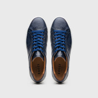Zelli Vivo Tumbled Calfskin Sneakers in Navy with Contrast Soles