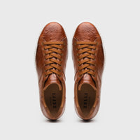 Zelli Vivo Tumbled Calfskin Sneakers in Cognac with White Rubber Sole