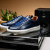 Zelli Vivo Tumbled Calfskin Sneakers in Navy with Contrast Soles