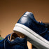 Zelli Vivo Tumbled Calfskin Sneakers in Navy with Contrast Soles