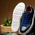 Zelli Vivo Tumbled Calfskin Sneakers in Navy with Contrast Soles