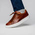 Zelli Vivo Tumbled Calfskin Sneakers in Cognac with White Rubber Sole