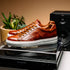 Zelli Vivo Tumbled Calfskin Sneakers in Cognac with White Rubber Sole