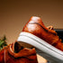 Zelli Vivo Tumbled Calfskin Sneakers in Cognac with White Rubber Sole