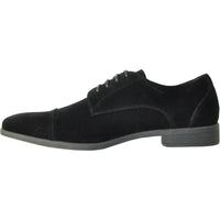 Bravo Mens Formal Suede Style Wedding & Prom Cap Toe Dress Shoe in Black