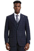 Men's Stacy Adams Vest Classic Bold Windowpane Suit in Navy Blue