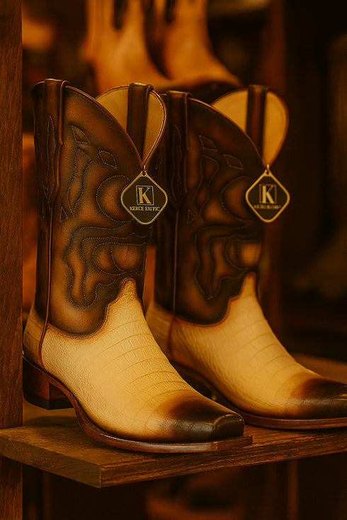 King Exotic Men's Caiman Belly Snip Toe Boots